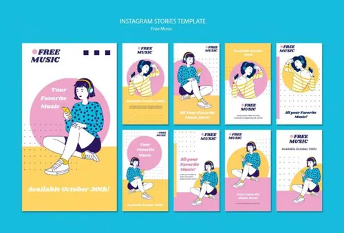 另类小清新轻音乐女性插画宣传海报PSD模板 Music concept post template