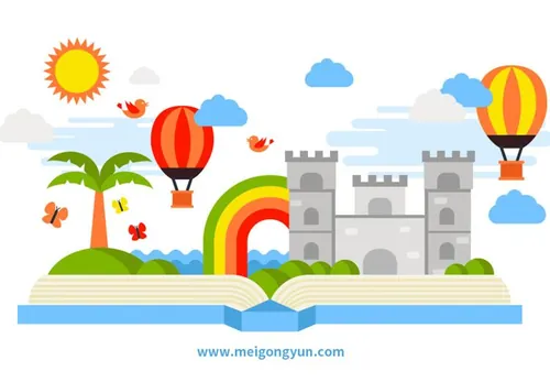 翻开书本矢量元素Open Book Story Telling