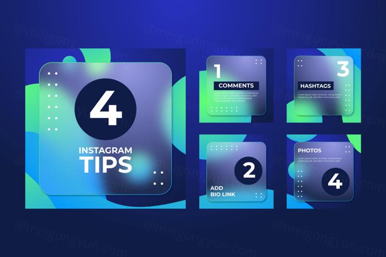 荧光绿渐变透明毛玻璃Ins自媒体宣传海报EPS矢量设计素材