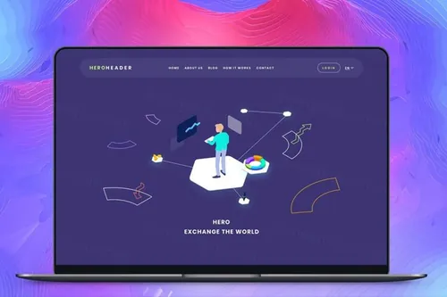 巨无霸网页2.5D头图banner登陆页面模板isometric