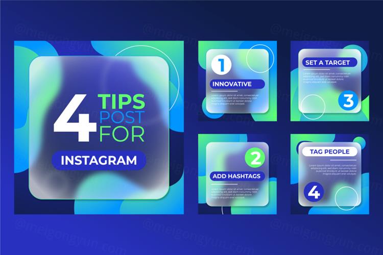 荧光绿渐变透明毛玻璃Ins自媒体宣传海报EPS矢量设计素材