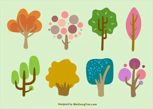 手绘卡通树元素Hand Drawn