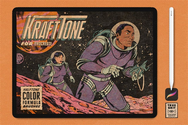 复古漫画图文小说书怀旧美学iPad绘画笔刷工具包 KraftTone