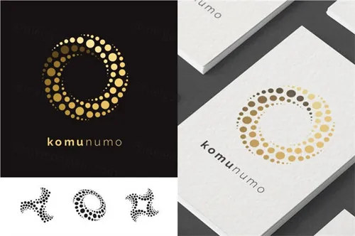 12个抽象半色调旋涡冲浪体育品牌LOGO商标模板 Halftone Swirl Logo Set