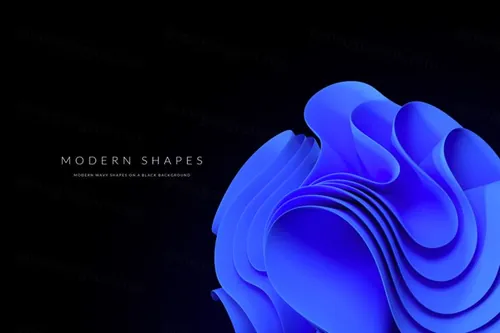高质量极简主义现代抽象波浪形状背景素材 Modern Wavy Shapes On A Black Background