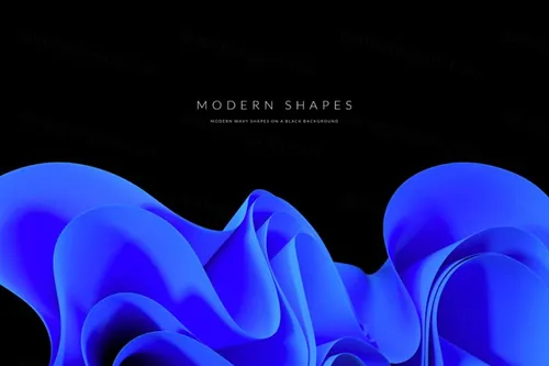 高质量极简主义现代抽象波浪形状背景素材 Modern Wavy Shapes On A Black Background