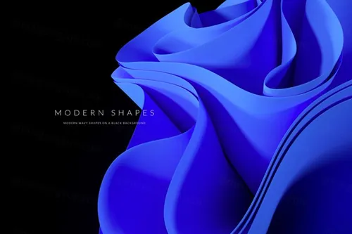 高质量极简主义现代抽象波浪形状背景素材 Modern Wavy Shapes On A Black Background
