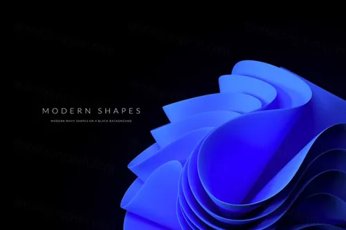 高质量极简主义现代抽象波浪形状背景素材 Modern Wavy Shapes On A Black Background