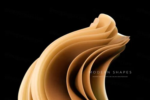 高质量极简主义现代抽象波浪形状背景素材 Modern Wavy Shapes On A Black Background