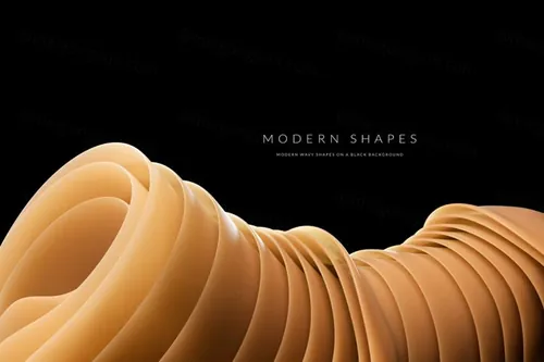 高质量极简主义现代抽象波浪形状背景素材 Modern Wavy Shapes On A Black Background