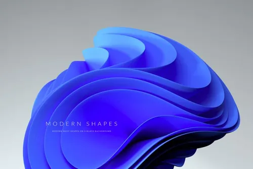 高质量极简主义现代抽象波浪形状背景素材 Modern Wavy Shapes On A Black Background