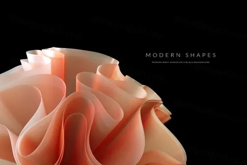 高质量极简主义现代抽象波浪形状背景素材 Modern Wavy Shapes On A Black Background