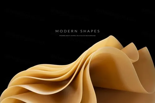 高质量极简主义现代抽象波浪形状背景素材 Modern Wavy Shapes On A Black Background