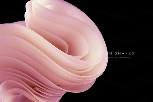 高质量极简主义现代抽象波浪形状背景素材 Modern Wavy Shapes On A Black Background
