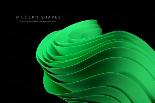 高质量极简主义现代抽象波浪形状背景素材 Modern Wavy Shapes On A Black Background