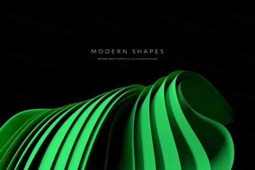 高质量极简主义现代抽象波浪形状背景素材 Modern Wavy Shapes On A Black Background