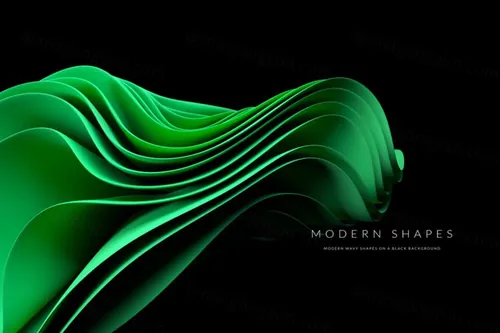 高质量极简主义现代抽象波浪形状背景素材 Modern Wavy Shapes On A Black Background