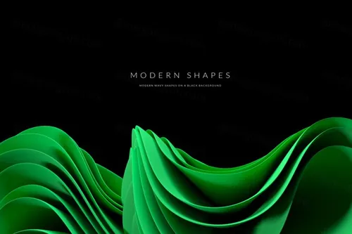 高质量极简主义现代抽象波浪形状背景素材 Modern Wavy Shapes On A Black Background