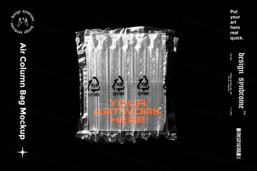 塑料气泡袋包装快递袋样机PSD模板 Air Column Bag Mockup