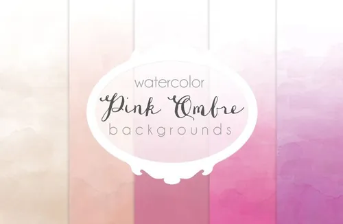 粉红色水彩背景纹理素材 Pink Ombre watercolor backgrounds