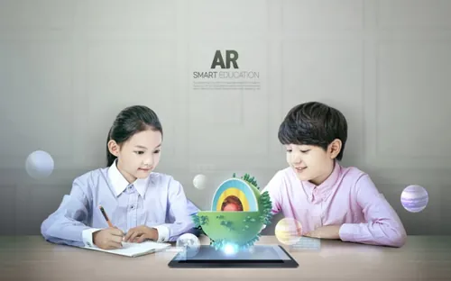 智能教育AR/VR虚拟现实在线培训概念宣传海报PSD模板
