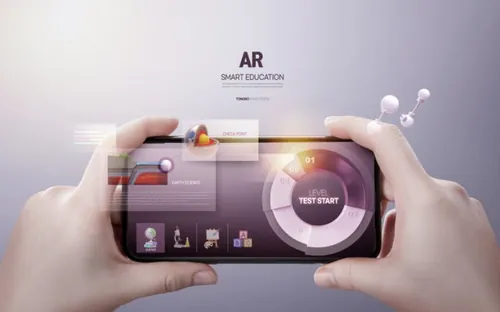 智能教育AR/VR虚拟现实在线培训概念宣传海报PSD模板