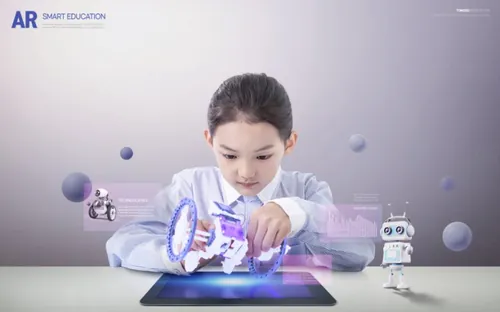 智能教育AR/VR虚拟现实在线培训概念宣传海报PSD模板