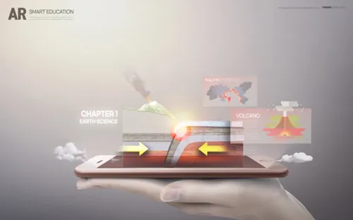 智能教育AR/VR虚拟现实在线培训概念宣传海报PSD模板