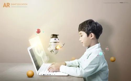 智能教育AR/VR虚拟现实在线培训概念宣传海报PSD模板