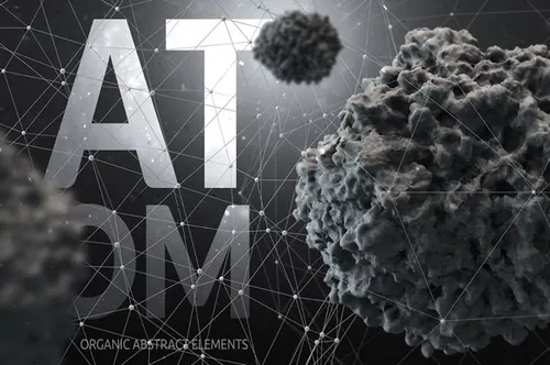 高品质C4D三维渲染抽象低聚有机原子粒子装饰元素 Atom