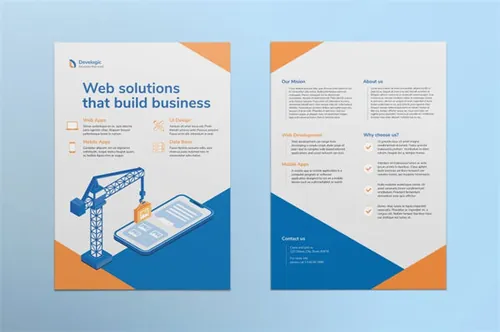 WebAPP产品开发设计宣传推广传单设计模板 Web And Mobile App