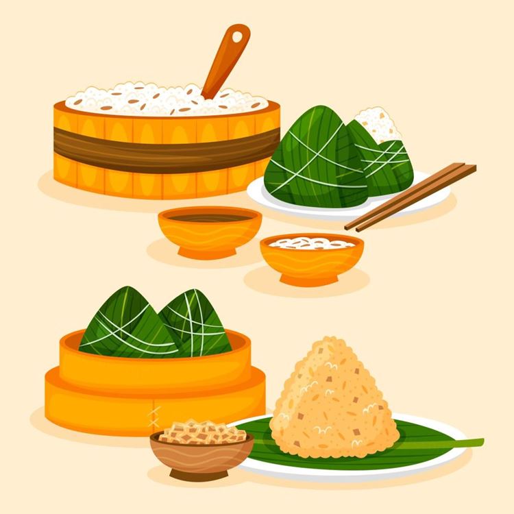 手绘中国传统端午节粽子EPS矢量插画素材