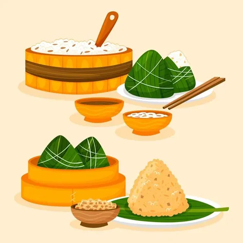 手绘中国传统端午节粽子EPS矢量插画素材