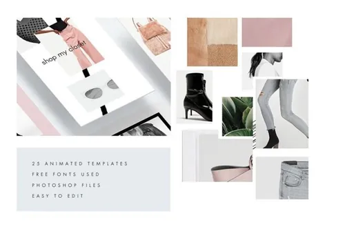 25款女性时尚产品动画广告图模版下载Animated Instagram Stories Pack