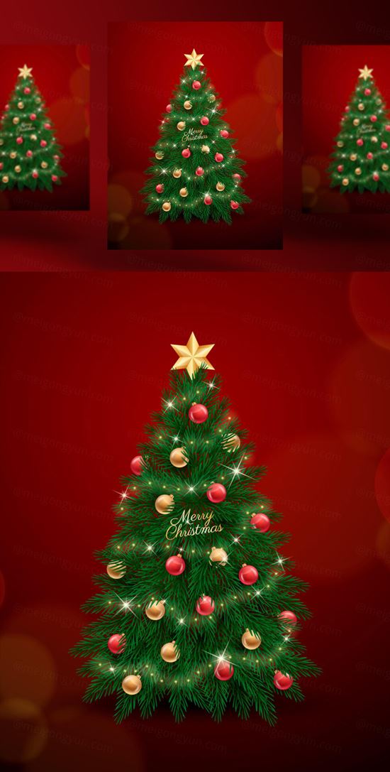 圣诞树新年圣诞节装饰元素AI矢量插画素材