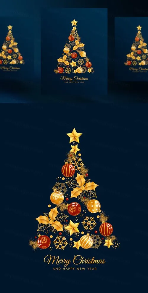 圣诞树新年圣诞节装饰元素AI矢量插画素材