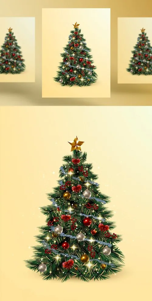 圣诞树新年圣诞节装饰元素AI矢量插画素材