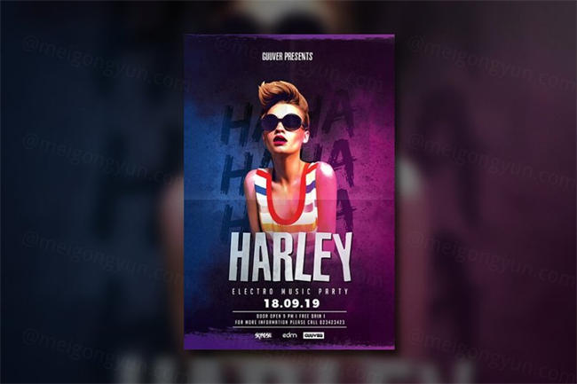 电子音乐派对海报传单模板 Electro Squad Party