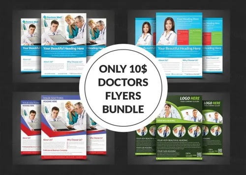 医疗健康体检宣传传单模板集合 Health amp;amp; Medical Flyer Bundle