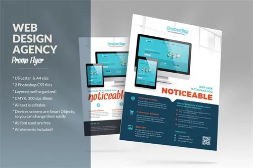 企业机构简易宣传传单模板 Web Design Agency Flyer
