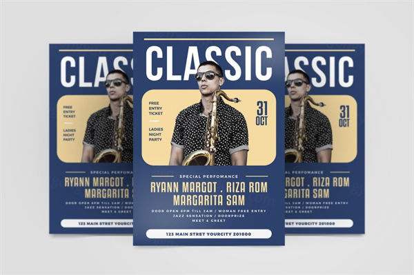 经典音乐会音乐派对海报传单设计模板 Classic Music Flyer