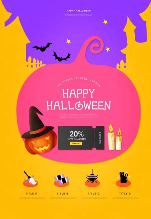 创意南瓜头万圣节活动促销海报设计模板