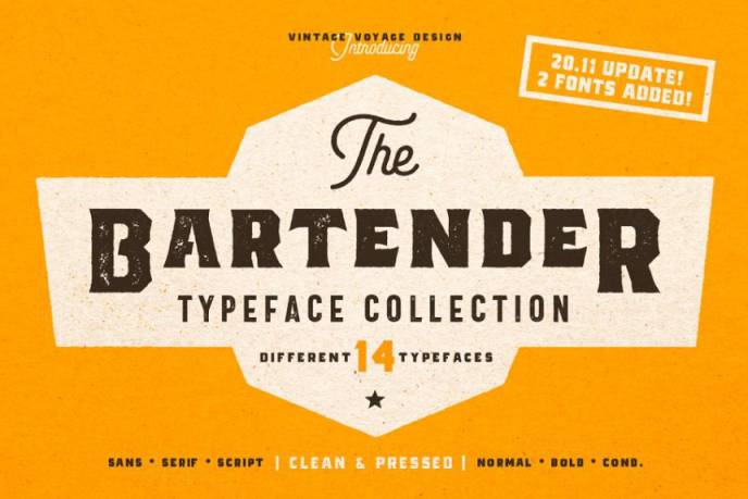 特色粗犷字体 The Bartender Collection