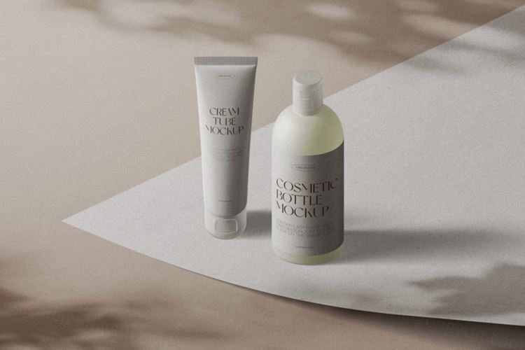 化妆品软管瓶子包装设计提案样机模板 Scene Cosmetic Tube Bottle Mockups