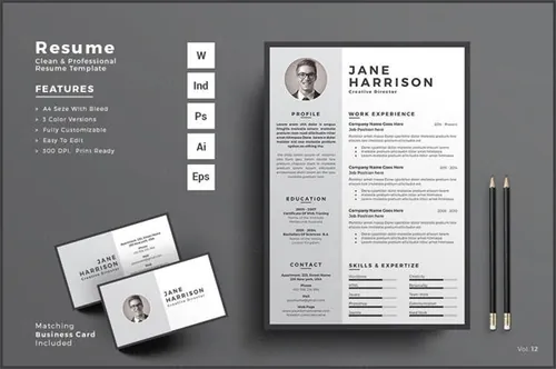 优雅简约的商务简历名片多格式通用模板素材 Resume/CV