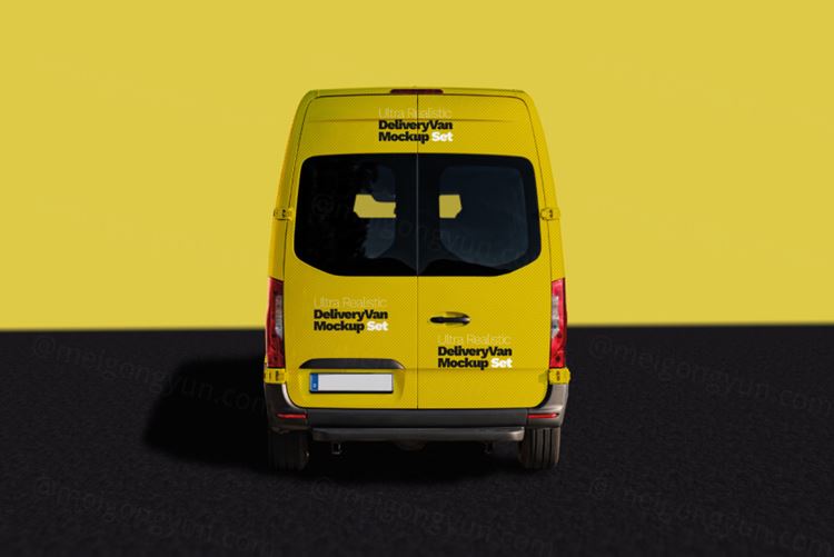 箱式汽车车身贴图展示模版 Ultra Realistic Delivery Van Mockup Set