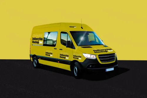 箱式汽车车身贴图展示模版 Ultra Realistic Delivery Van Mockup Set
