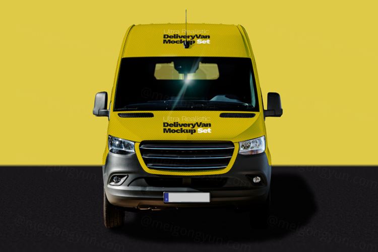 箱式汽车车身贴图展示模版 Ultra Realistic Delivery Van Mockup Set