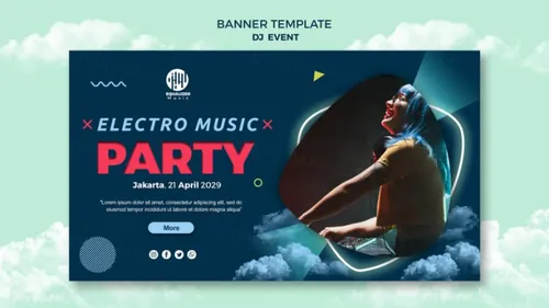 音乐派对DJ酒吧迪厅夜场宣传广告海报PSD模板 Music party social media post template