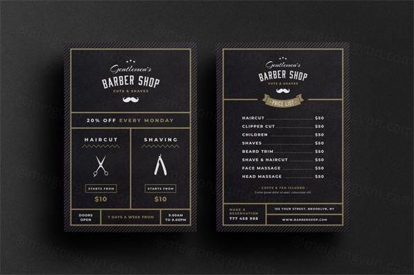 理发店美发沙龙主题促销广告海报传单模板 Barbershop Flyer